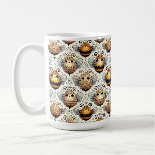 Söt, tecknad bin kaffemugg