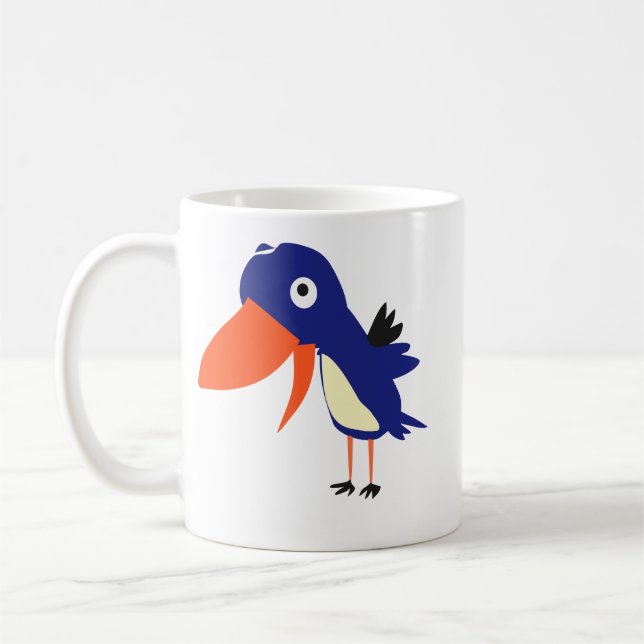 Söt Tecknad Blå Fågel Keramikmugg Kaffemugg (Vänster)