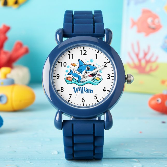 Söt tecknad blå haj armbandsur (Skapare uppladdad)