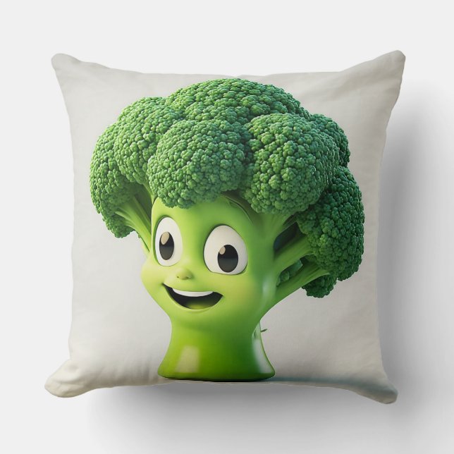 Söt tecknad broccoli-karaktär kudde (Framsida)
