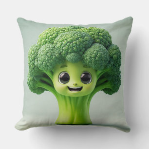 Söt tecknad broccoli-karaktär kudde