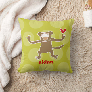 Söt tecknad brun apa Kärlek Kul Prickar Barn Kudde