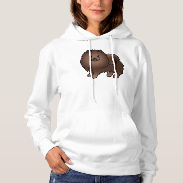 Söt tecknad brun Pomeranian hund T Shirt (Framsida)