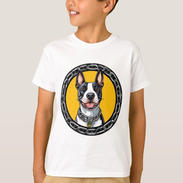 Söt Tecknad Bullterrier Hund T Shirt (Framsida)