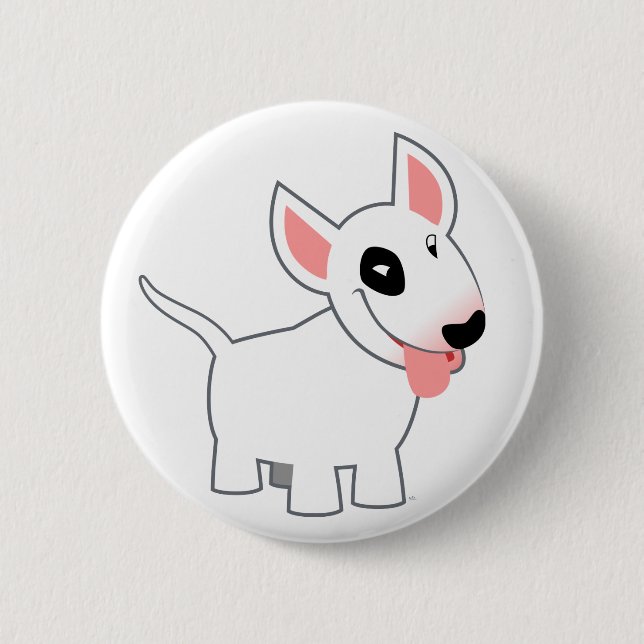 Söt Tecknad Bullterrier Knap Badge Knapp (Framsida)