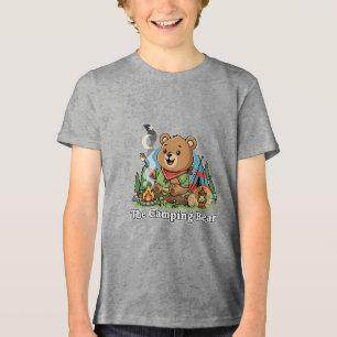 Söt Tecknad Campingsbjörn som Grillar Marshmallow T Shirt