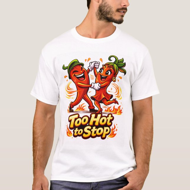 Söt tecknad chilipeppar dansar salsa T-Shirt (Framsida)