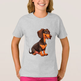 Söt Tecknad Dachshund Hund T Shirt