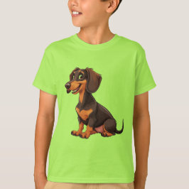 Söt Tecknad Dachshund Hund T Shirt