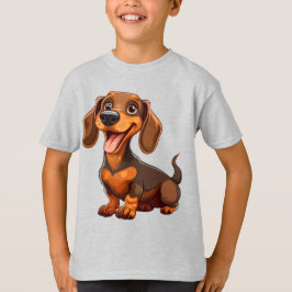 Söt Tecknad Dachshund Hund T Shirt