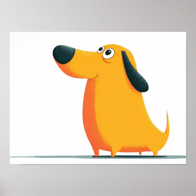 Söt Tecknad Dachshund-illustration – Rolig Korv Poster (Framsidan)