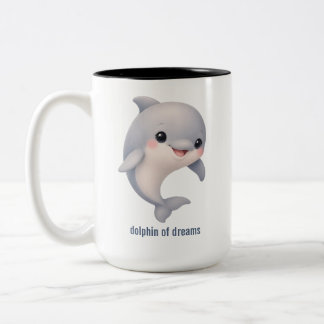 Söt Tecknad Delfin av Drömmar Tvåtons Kaffemugg