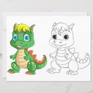 Söt tecknad dinosauriefärgningssida