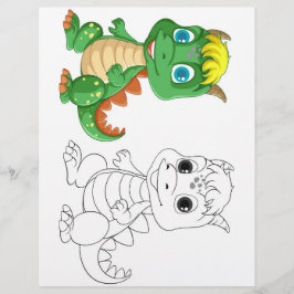 Söt tecknad dinosauriefärgningssida reklamblad