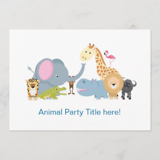 Söt tecknad djungel safari djurzoo inbjudan