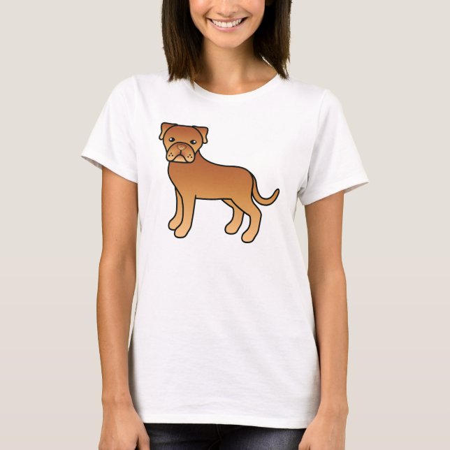 Söt Tecknad Dogue De Bordeaux Hund Tee (Framsida)