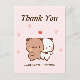 Söt tecknad duo, Kawaii Björn & Panda Tack Vykort