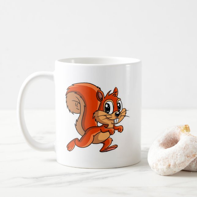 Söt Tecknad Ekorre Kaffe Mugg (Med munk)