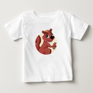 Söt tecknad ekorre med en jordnöt baby T-shirt