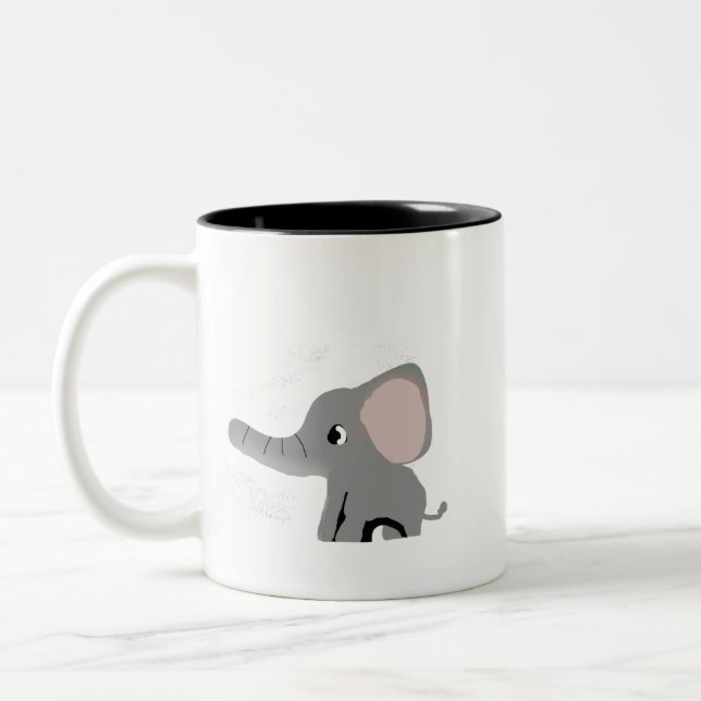 Söt Tecknad Elefant Keramisk Kaffemugg - Behaglig (Vänster)