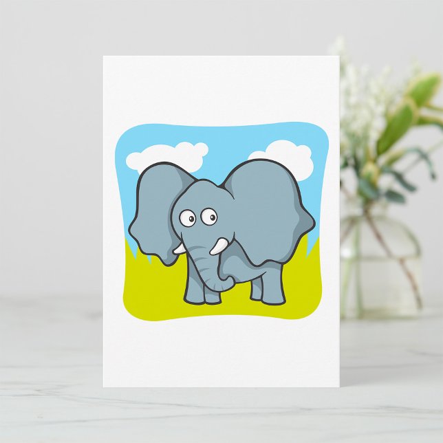 Söt Tecknad Elefant Rolig Djur I Djungeln Inbjudningar (Skapare uppladdad)