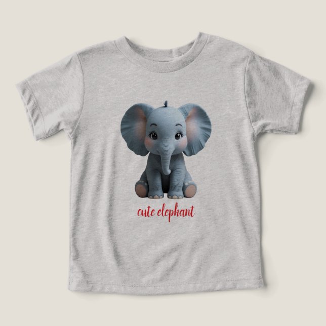 Söt tecknad elefant t shirt (Design Framsida)