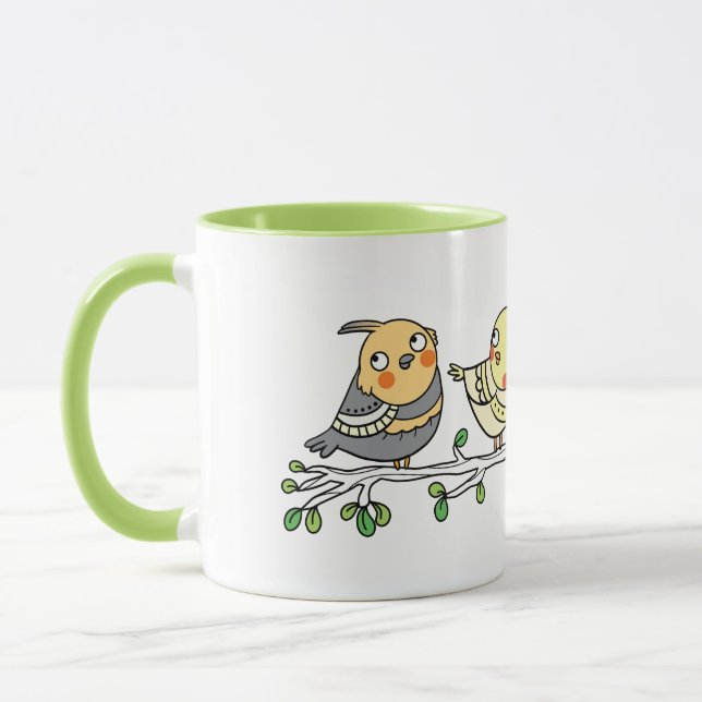 Söt Tecknad Fågel Mugg, Bedårande Fågelillustratio Mugg (Vänster)