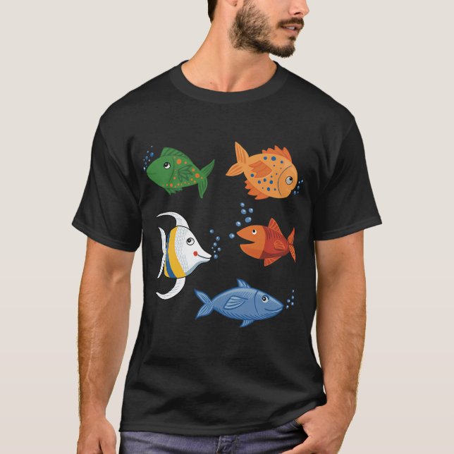 Söt Tecknad Fisk T Shirt (Framsida)