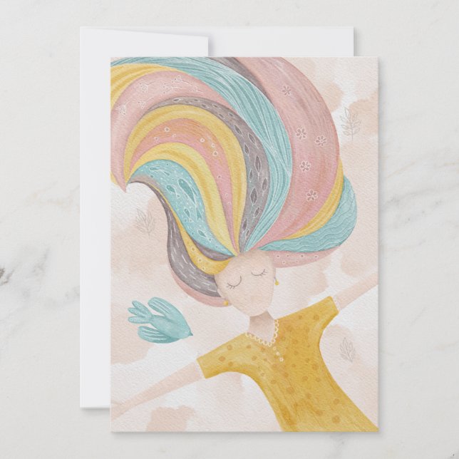 Söt tecknad-flicka med vattenfärg. Rosa Fairy fant (Framsida)