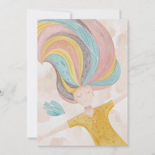 Söt tecknad-flicka med vattenfärg. Rosa Fairy fant