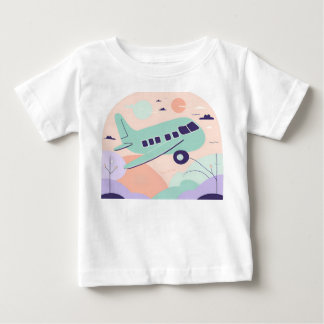 Söt Tecknad Flygplan Pastell Bebis Småbarn T Shirt