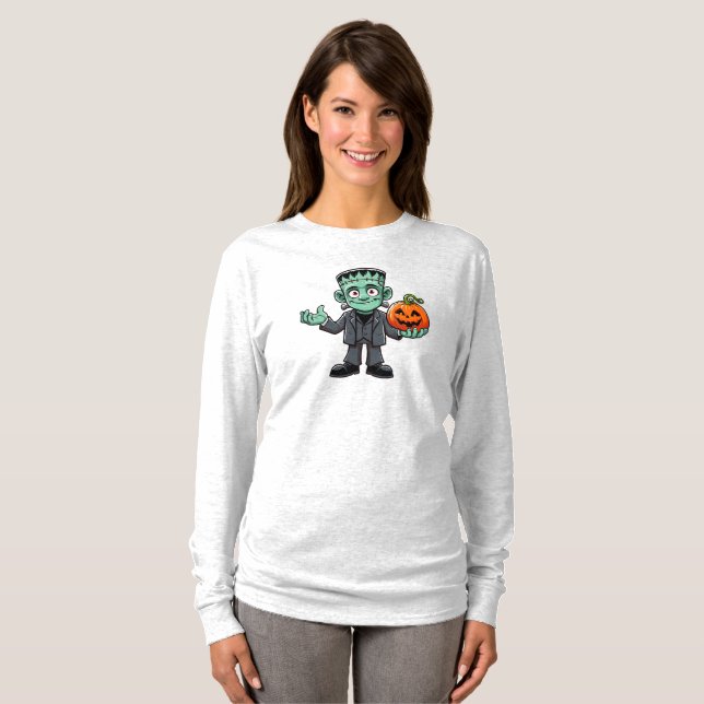 Söt, tecknad Frankensteins monster T Shirt (Hel framsida)