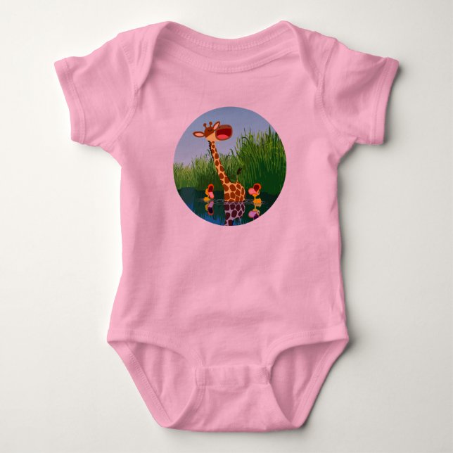 Söt Tecknad Giraff och Ankungar Baby Creeper Tröja (Framsida)