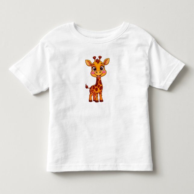 Söt tecknad giraff som står glatt t shirt (Framsida)