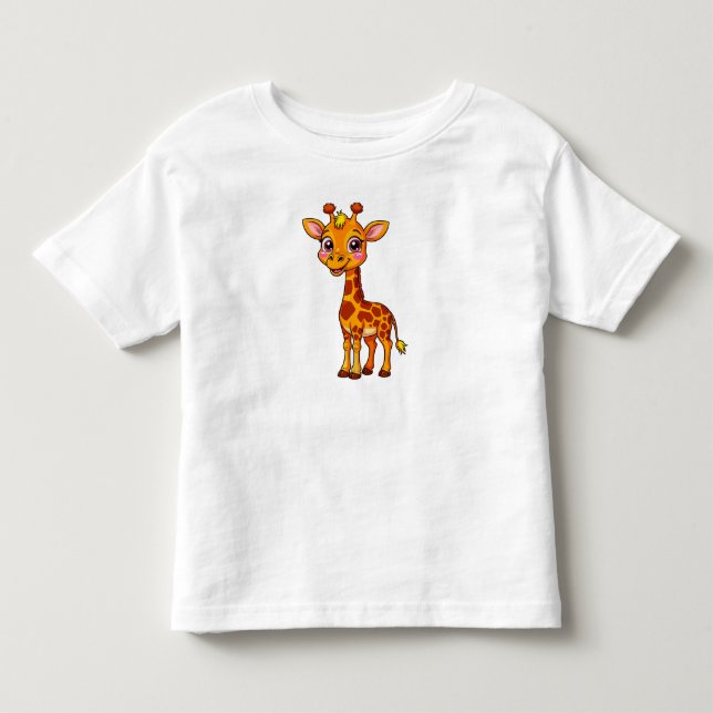 Söt tecknad giraff som står glatt t shirt (Framsida)