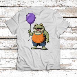 Söt tecknad groda som håller lila ballong t shirt