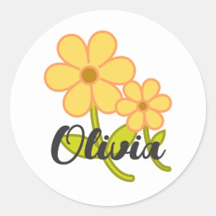 Söt tecknad gul blomma personlig flickig runt klistermärke