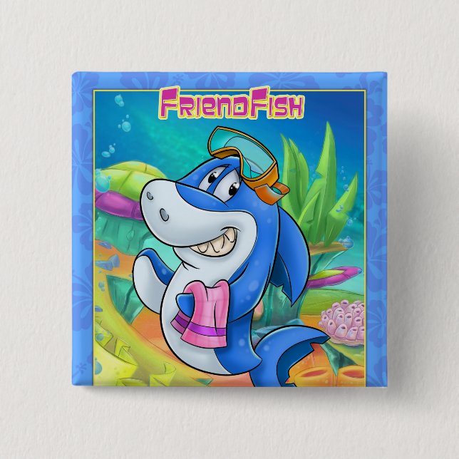 Söt tecknad-haj-knapp knapp (Framsida)