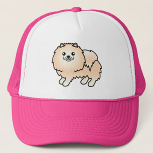 Söt tecknad hund av cream Pomeranian-ras Keps
