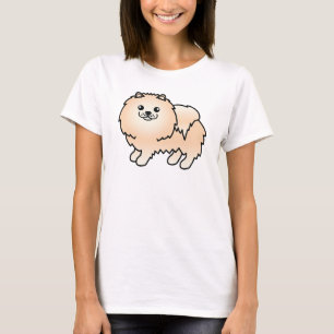 Söt tecknad hund av cream Pomeranian-ras T Shirt