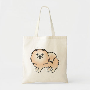 Söt tecknad hund av cream Pomeranian-ras Tygkasse