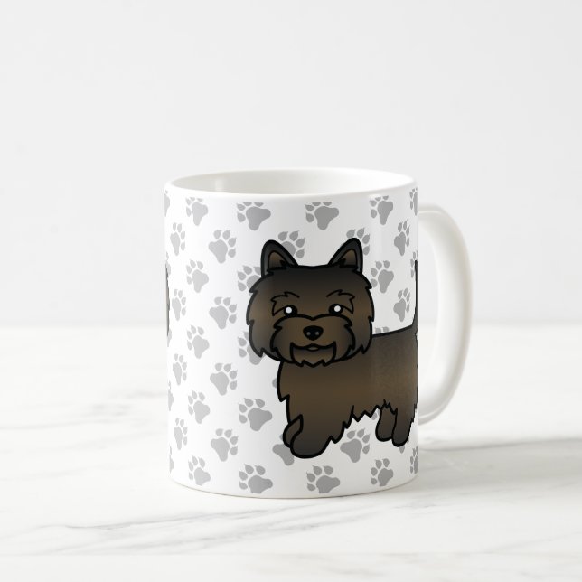 Söt tecknad hund av mörk brindle Cairn Terrier Kaffemugg (Framsida höger)