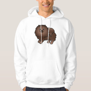 Söt Tecknad Hund av Ras Pomeranian i Brun färg Hoodie