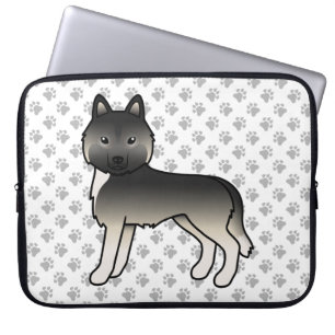 Söt tecknad hund av rasen agoutifärgad sibirisk hu laptop fodral