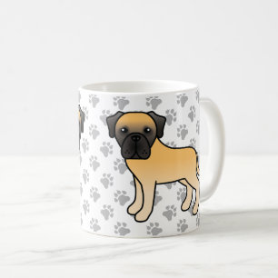 Söt tecknad hund av rasen engelsk mastiff med rådj kaffemugg