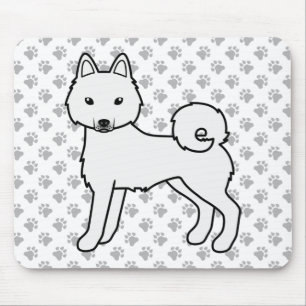 Söt tecknad hund av rasen Vit Alaskan Klee Kai Musmatta
