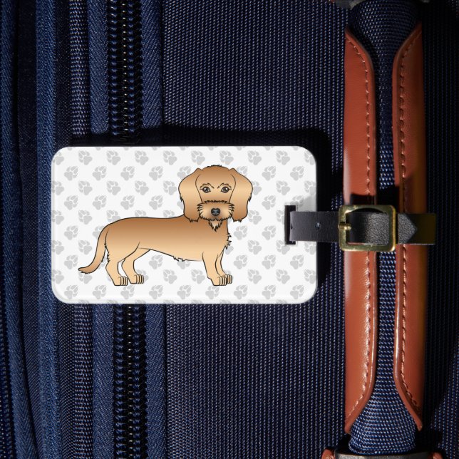 Söt tecknad hund av rasen Wheaten Wire Haired Dach Bagagebricka (Framsida Insitu 4)