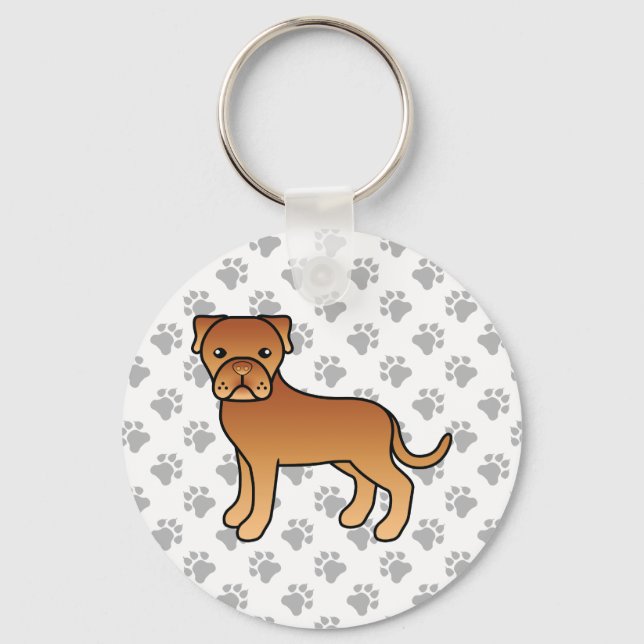 Söt tecknad hund Dogue De Bordeaux Nyckelring (Framsida)