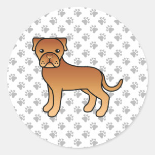 Söt tecknad hund Dogue De Bordeaux Runt Klistermärke
