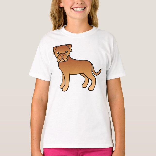Söt tecknad hund Dogue De Bordeaux T Shirt (Framsida)